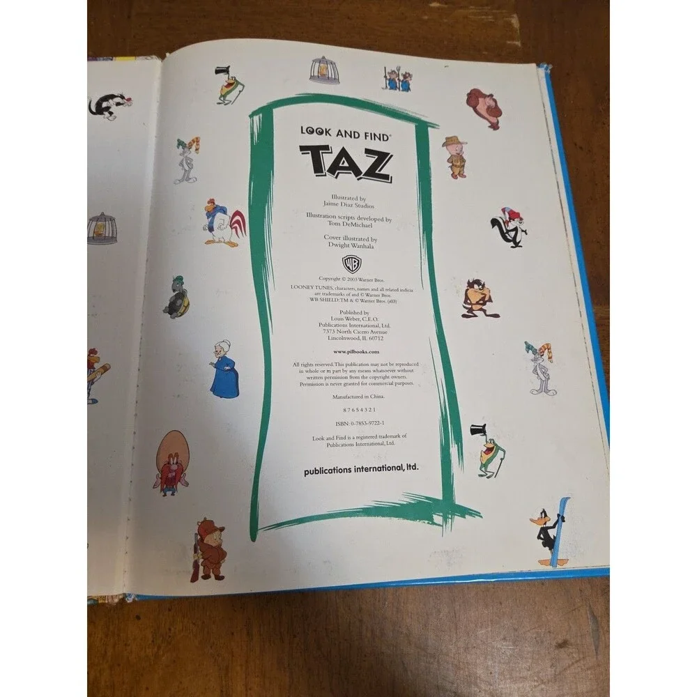 Look And Find Taz Looney Tunes Warner Brothers 1996 Vintage Hardcover